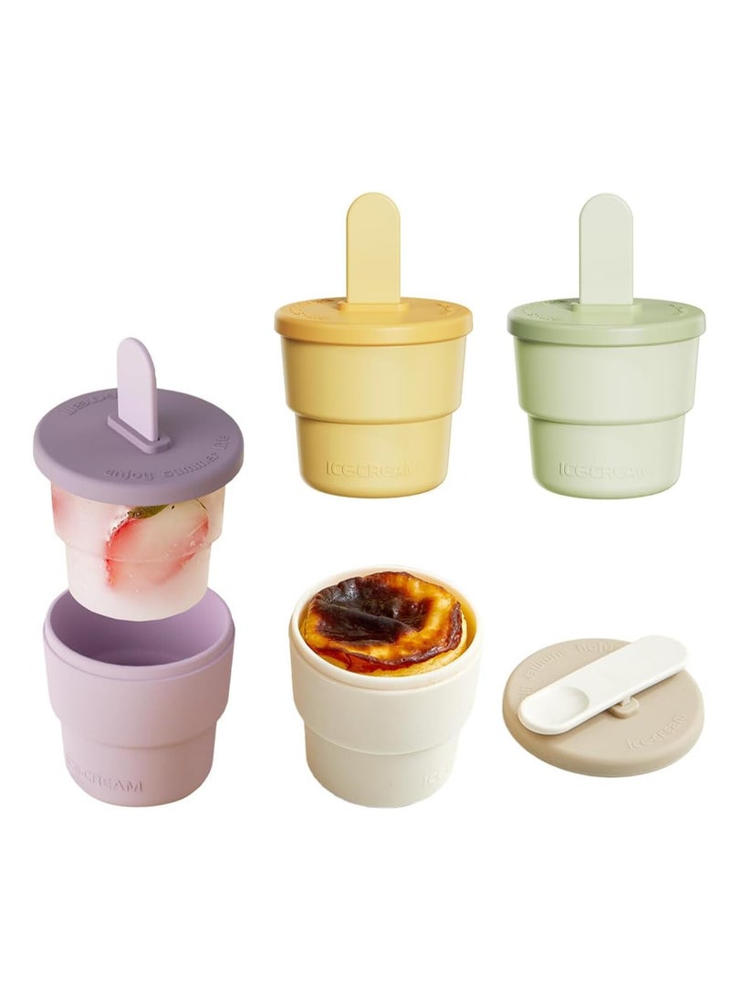 Macaron Colored Mini Silicone Popsicle Molds, DIY Popsicle Molds with Colored Plastic Sticks, Popsicle Making Lollipop and Ice Cream Molds, Non-Stick Ice Cube Tray Homemade Ice Food Grade (White) - Image 3